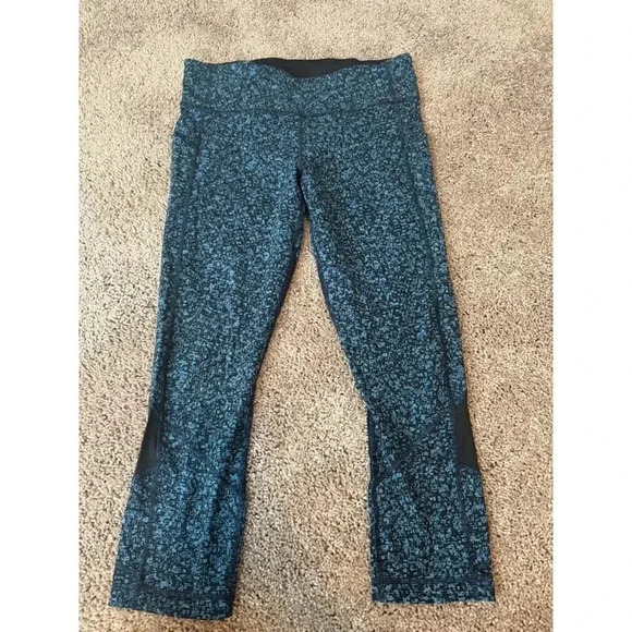 Lululemon Athletica Pace Rival Legging 8 Womens Crop Floral Print Pockets Blue - Picture 1 of 8